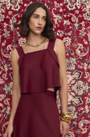 CONJUNTO BLUSA C/ALCAS FIVELA E SAIA - Imagem 4