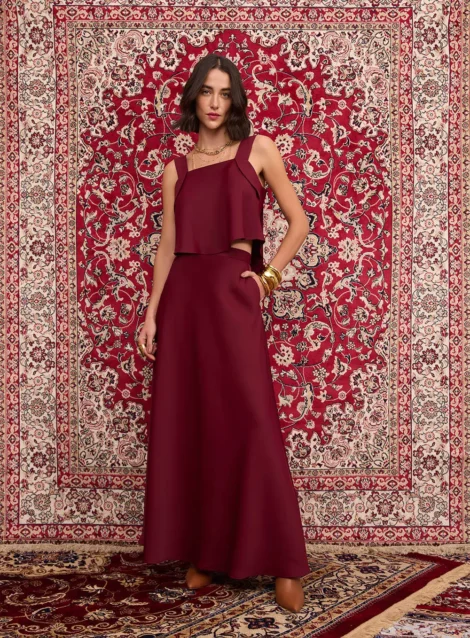 CONJUNTO BLUSA C/ALCAS FIVELA E SAIA - Imagem 2