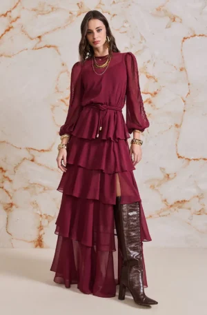 VESTIDO LONGO APLICACAO EM RENDA