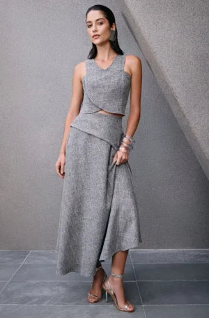 CONJUNTO TOP CRUZADO TWEED SLIM