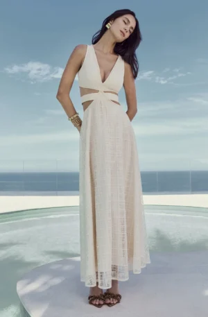 VESTIDO MAXI MIDI DECOTE FRANJA - Imagem 4