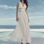 VESTIDO MAXI MIDI DECOTE FRANJA