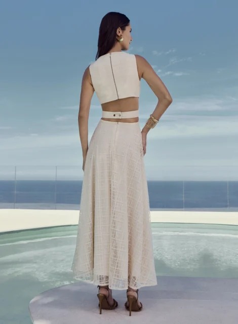 VESTIDO MAXI MIDI DECOTE FRANJA - Imagem 2