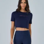 T-SHIRT ESTAMPA E TORÇÃO COSTAS -AZUL VINIL