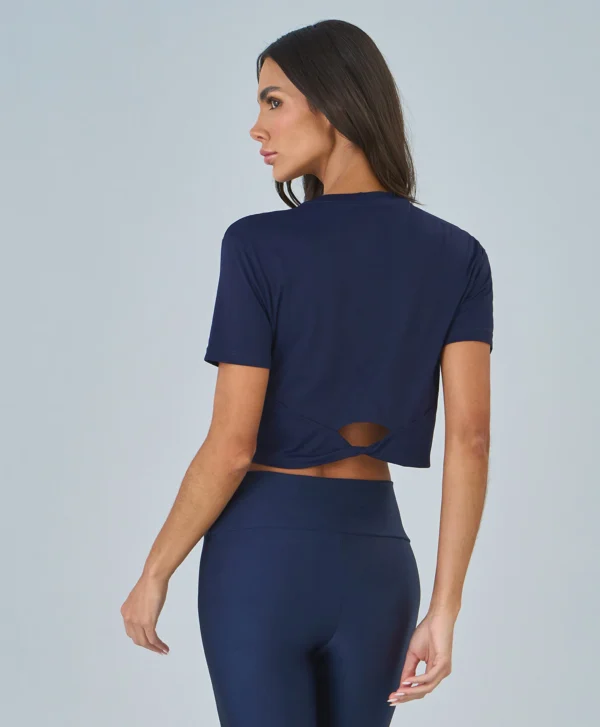 T-SHIRT ESTAMPA E TORÇÃO COSTAS -AZUL VINIL - Imagem 2