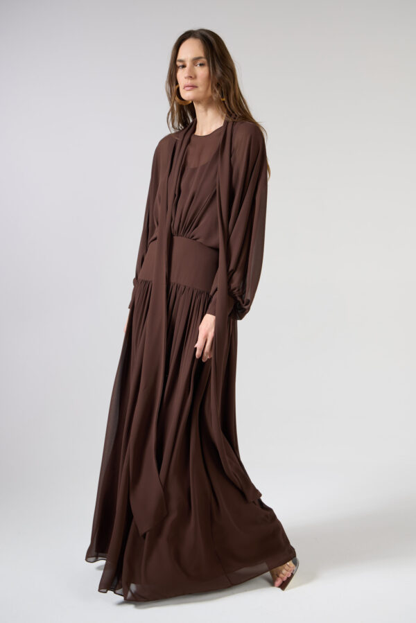 VESTIDO LONGO MANGA BUFANTE CHIFFON - Imagem 3