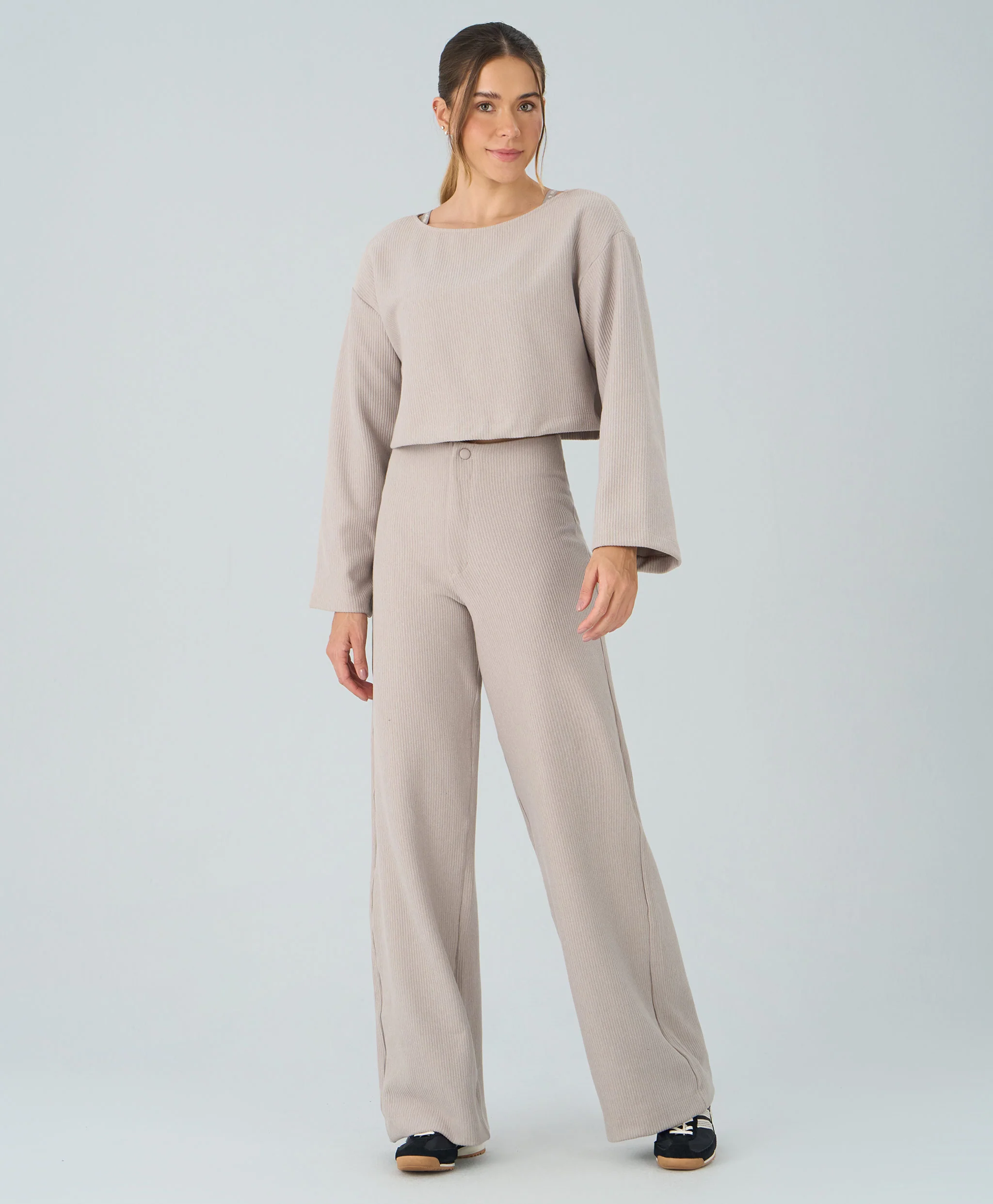 2611421-C6140-8 CALÇA RETA CANELADA COMFY - Imagem 1