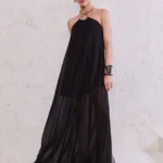 VESTIDO LONGO DETALHE ARGOLA PRETO